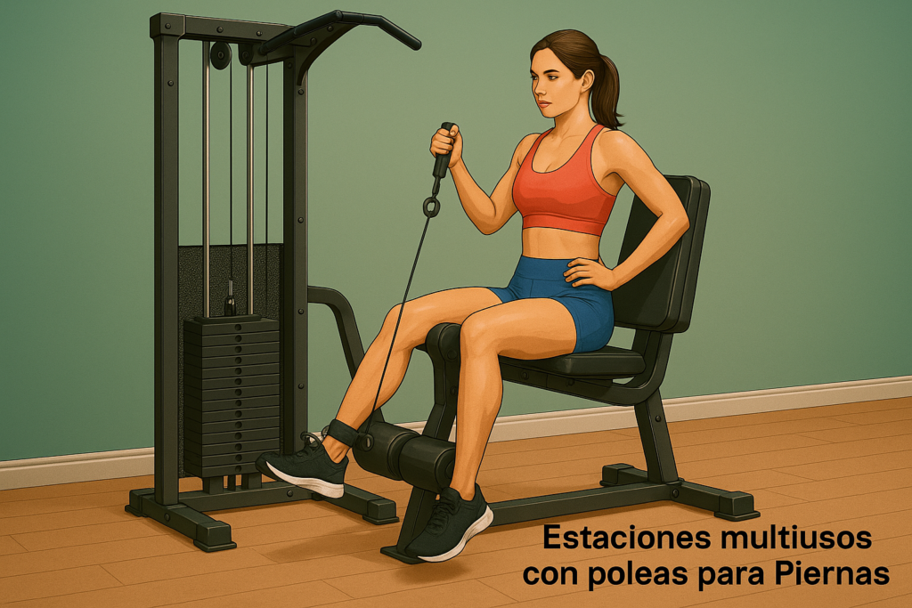 Máquina para Piernas Estaciones multiusos con poleas