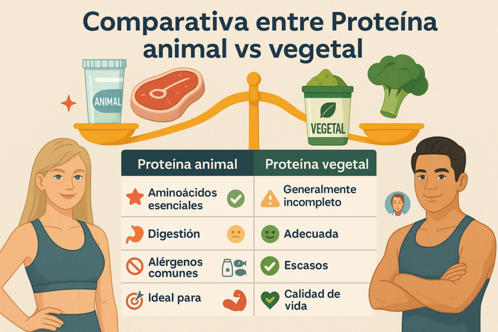 Proteína en POlvo. Comparativa de Proteína animal vs proteína vegetal