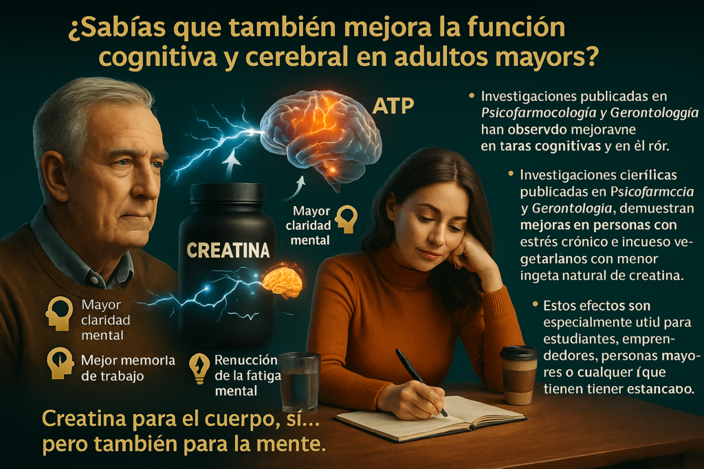 Creatina en Polvo Ayuda a mejorar la función cognitiva y cerebral en adultos mayores