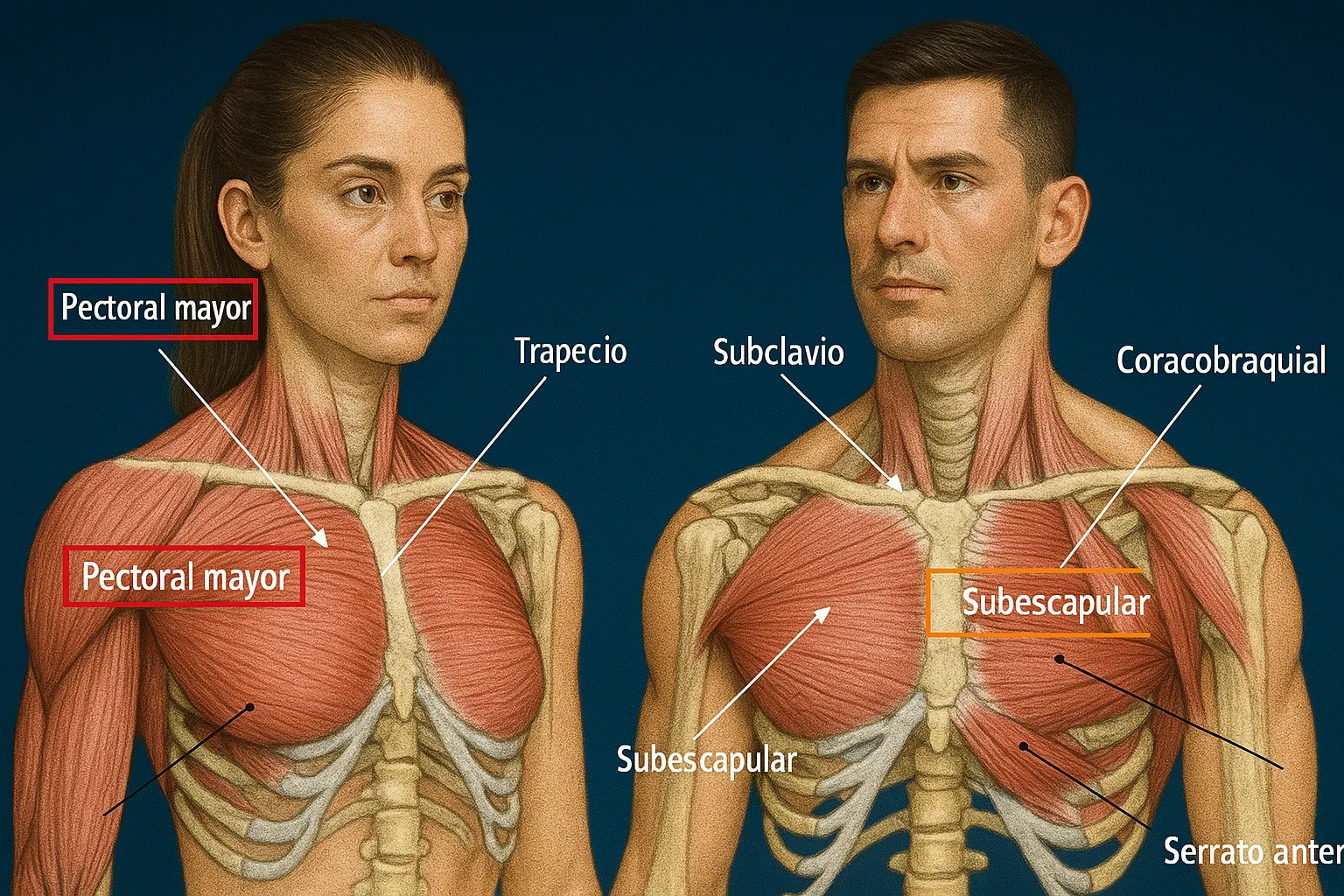 Músculos que trabaja la Pec Deck: pectoral mayor, deltoides anteriores y tríceps