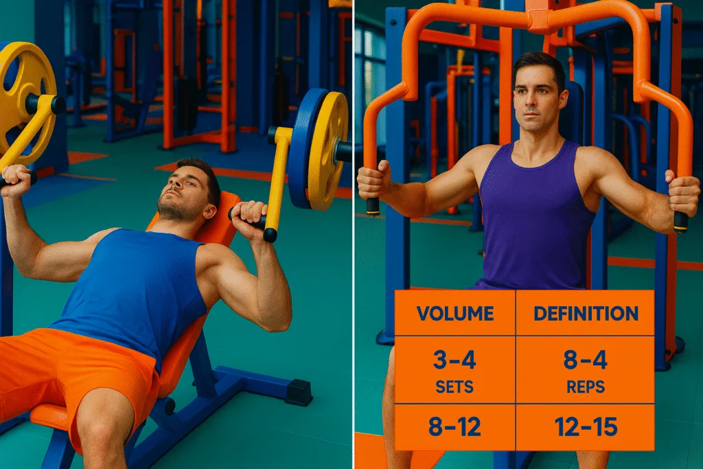 Ejercicios y rutinas con máquina de pecho: press en máquina y Pec Deck con series y repeticiones para volumen y definición muscular